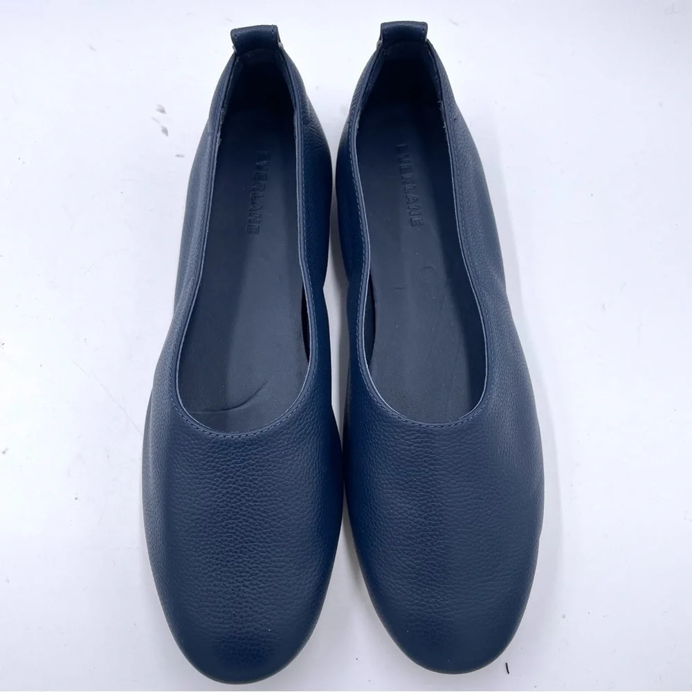 Everlane Navy Leather Ballet Flats